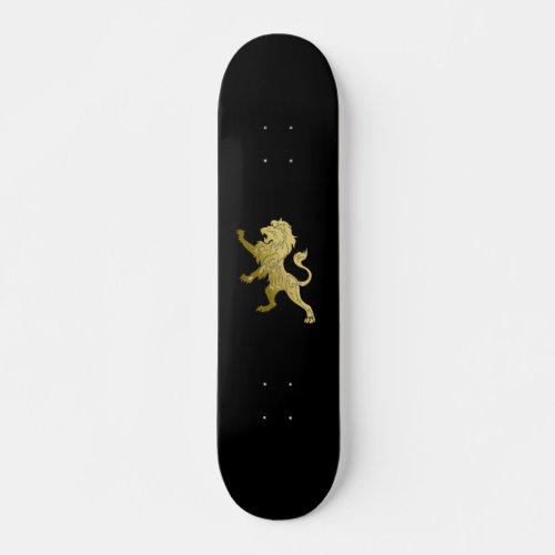 Golden Royal Lion on Black  Skateboard