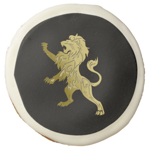 Golden Royal Lion on Black  Sugar Cookie