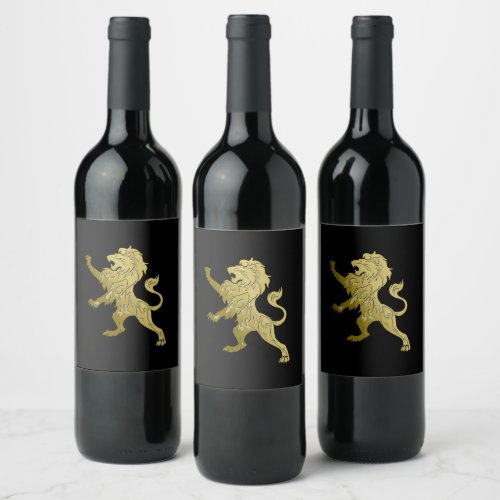 Golden Royal Lion on Black  Wine Label