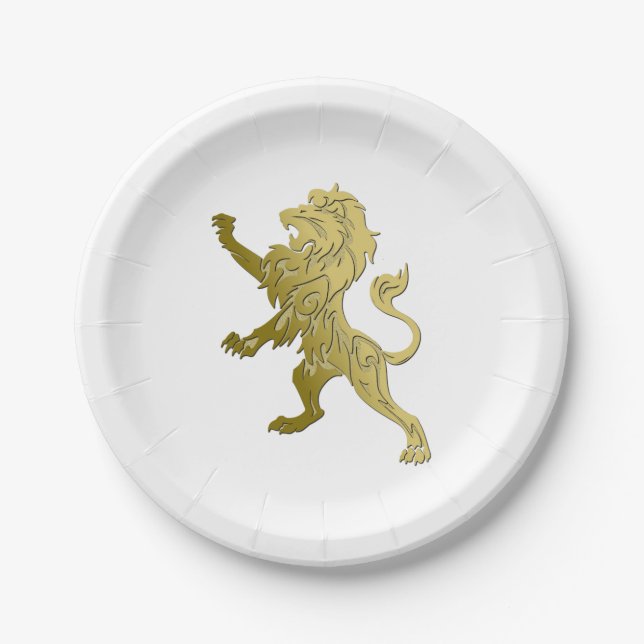 Golden Royal Lion Paper Plates (Front)
