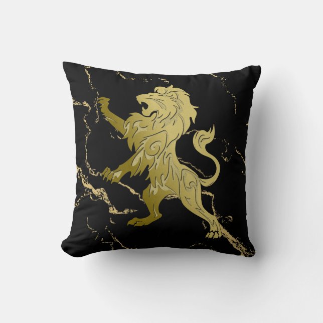 Golden Royal Lion Throw Pillow (Front)
