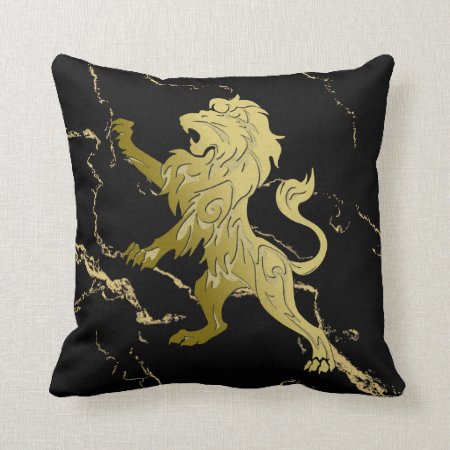 Golden Royal Lion Throw Pillow