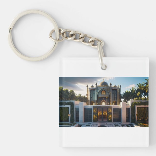 Golden Royal Palace" – AI-Generated Islamic-Inspir Keychain (Front)