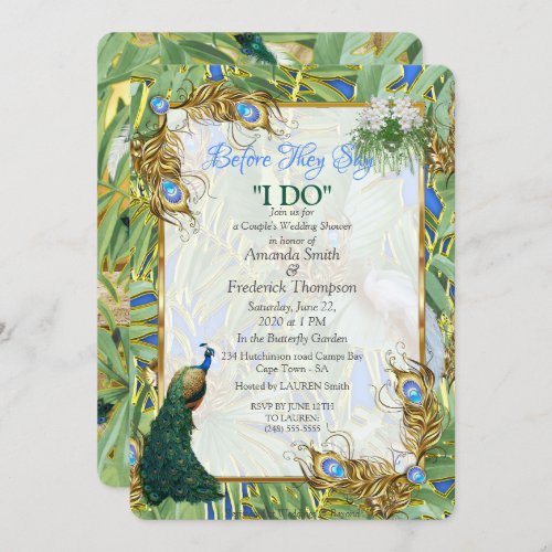 Golden Royal Peacock Feathers Invitation