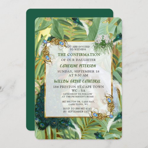 Golden Royal Peacock Feathers Invitation