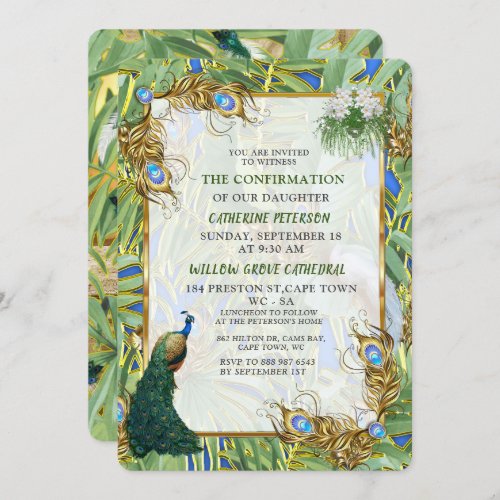 Golden Royal Peacock Feathers Invitation