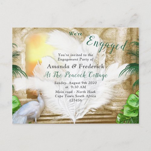 Golden Royal Peacock Feathers Invitation Postcard