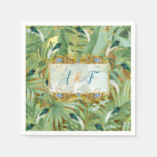 Golden Royal Peacock Feathers Napkins