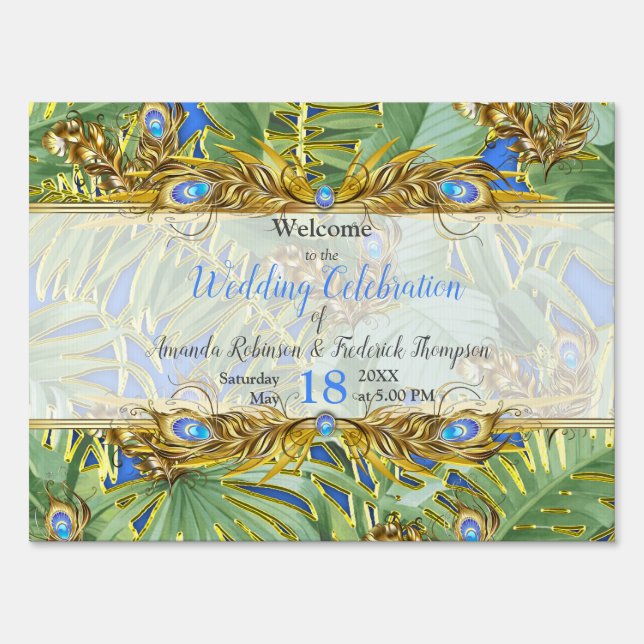 Golden Royal Peacock Feathers Sign (Front)