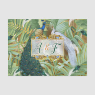 Golden Royal Peacock Feathers Tissue Paper