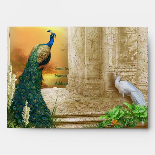 Golden Royal Peacock Temple Dreams Envelope (Front)