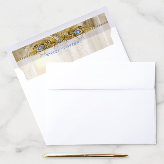 Golden Royal Peacock Temple Dreams Envelope Liner (Desk)