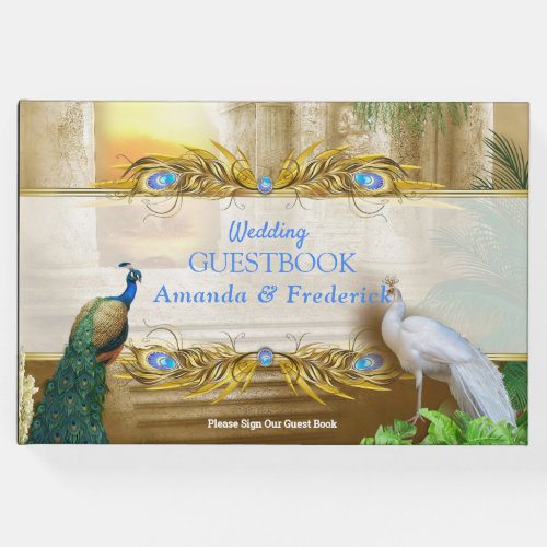Golden Royal Peacock Temple Dreams Guest Book
