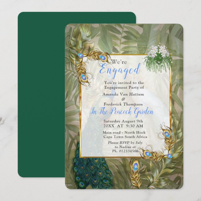 Golden Royal Peacock Temple Dreams Invitation (Front/Back)