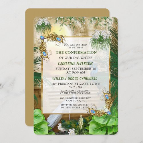 Golden Royal Peacock Temple Dreams Invitation