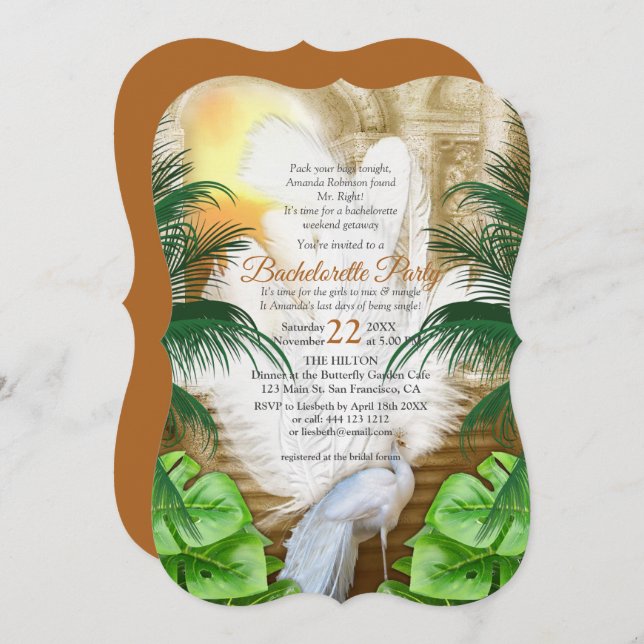 Golden Royal Peacock Temple Dreams Invitation (Front/Back)