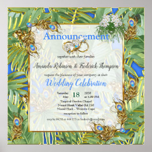 Golden Royal Peacock Temple Dreams Poster