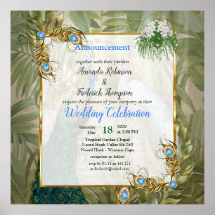 Golden Royal Peacock Temple Dreams Poster