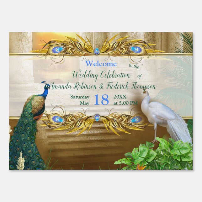 Golden Royal Peacock Temple Dreams Sign (Front)