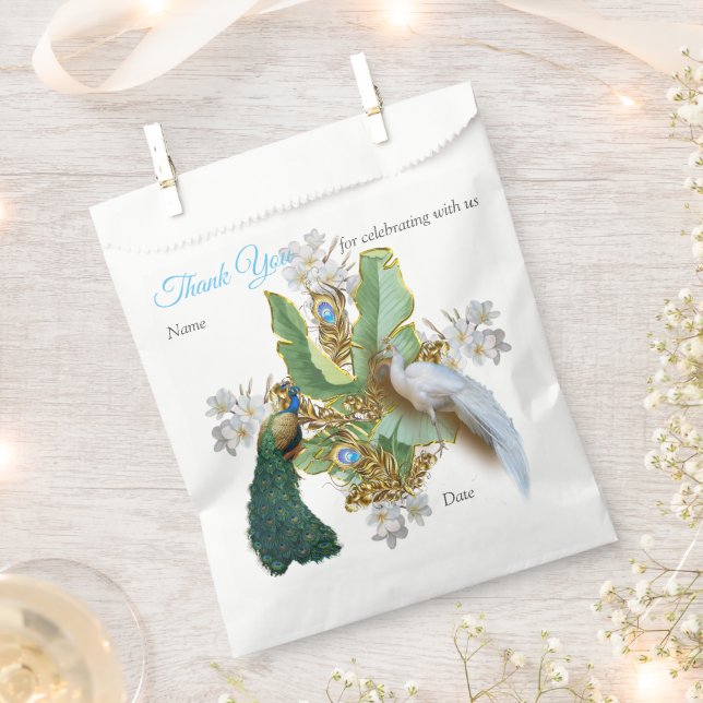 Golden Royal Peacock Temple Wedding Dreams Favor Bag (Clipped)