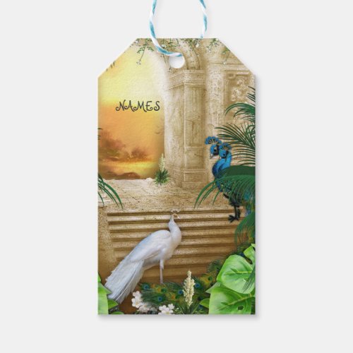 Golden Royal Peacock Temple Wedding Dreams Gift Tags