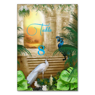 Golden Royal Peacock Temple Wedding Dreams Table Number