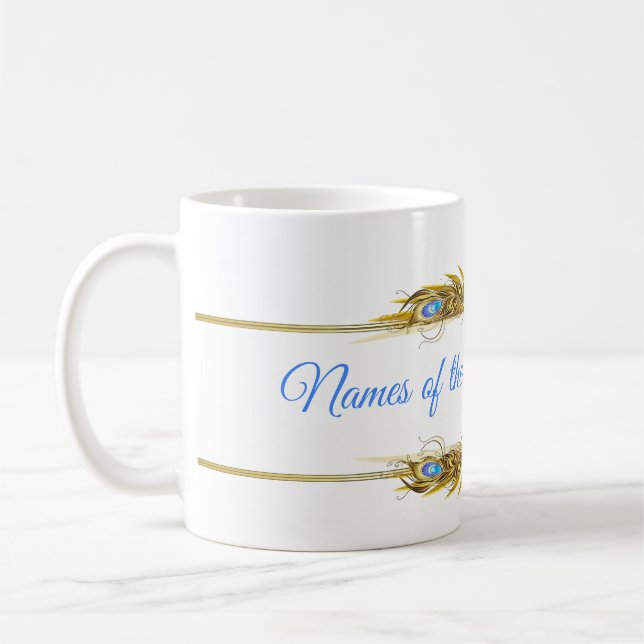 Golden Royal Peacocks & Feathers Coffee Mug (Left)