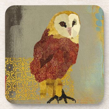 Golden Ruby Owl Coaster by NicoleKing at Zazzle