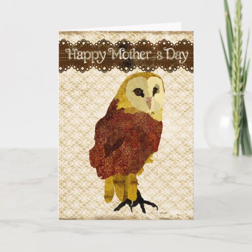 Golden Ruby Owl Mothers Day Card