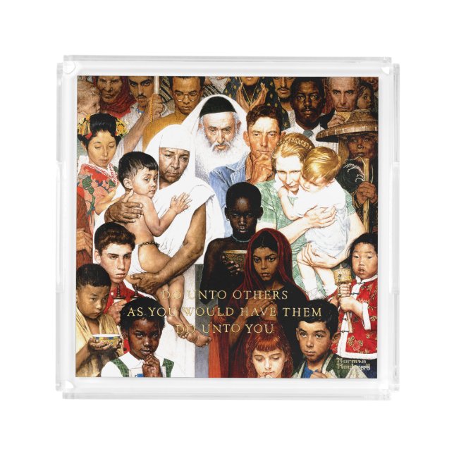 Golden Rule (Do unto others) by Norman Rockwell Acrylic Tray (Front)