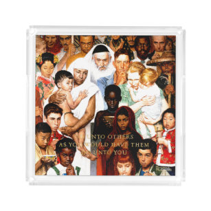 Golden Rule (Do unto others) by Norman Rockwell Acrylic Tray