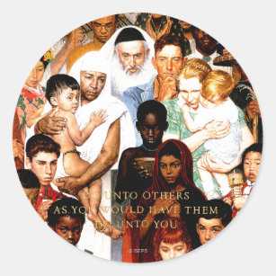 Golden Rule (Do unto others) by Norman Rockwell Classic Round Sticker