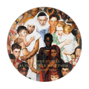 Golden Rule (Do unto others) by Norman Rockwell Cutting Board