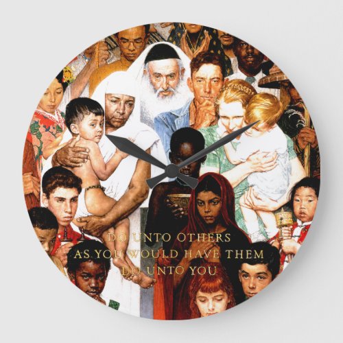 Golden Rule Do unto others by Norman Rockwell Large Clock