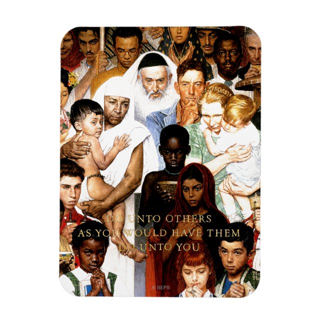 Golden Rule (Do unto others) by Norman Rockwell Magnet (Vertical)