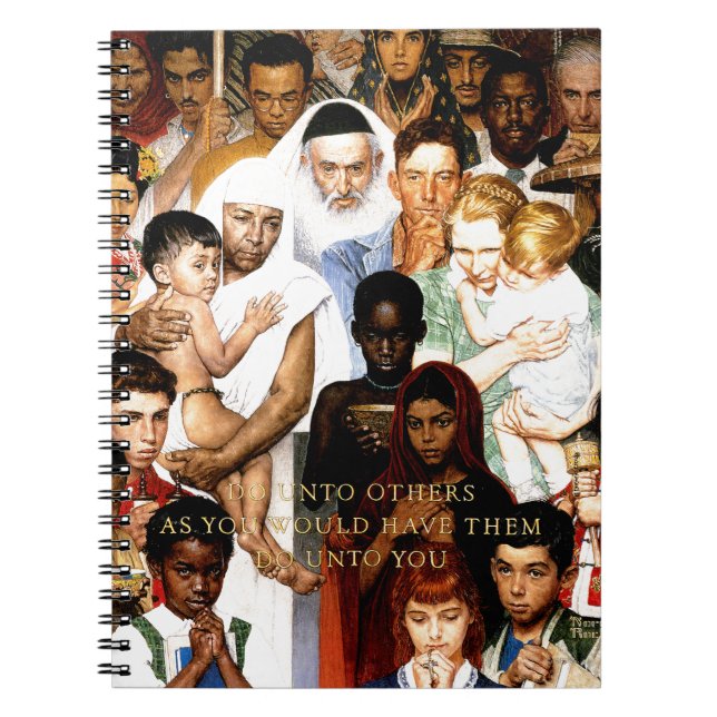 Golden Rule (Do unto others) by Norman Rockwell Notebook (Front)