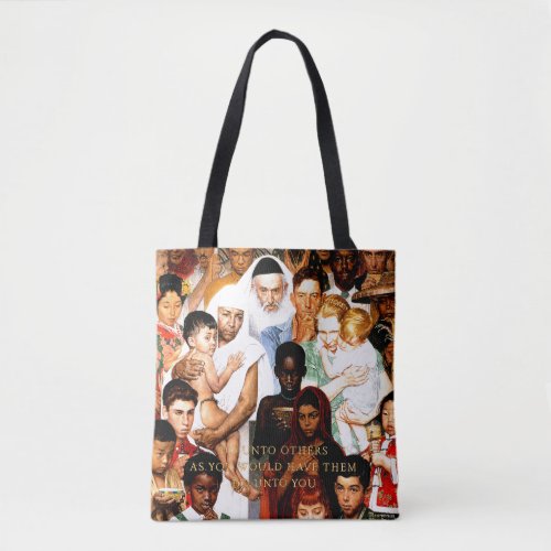 Golden Rule Do unto others by Norman Rockwell Tote Bag