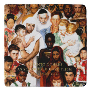 Golden Rule (Do unto others) by Norman Rockwell Trivet