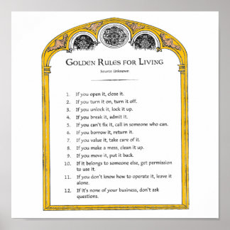 Golden Rules for Living Poster