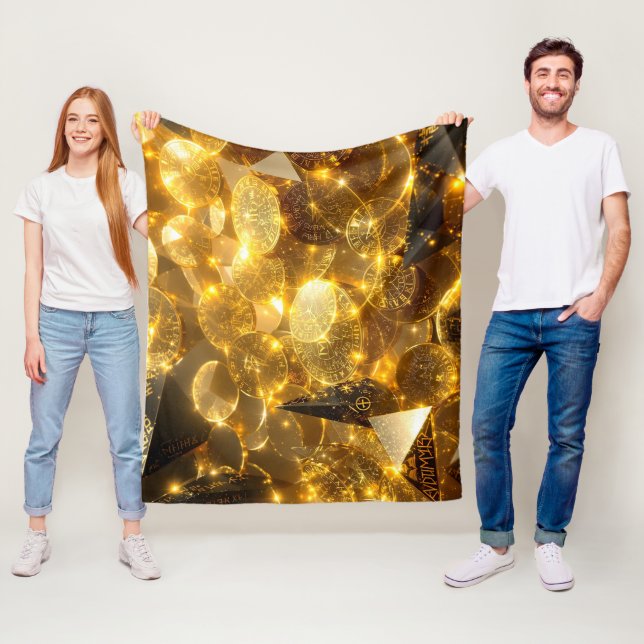 Golden Rune Coins Fleece Blanket (In Situ)