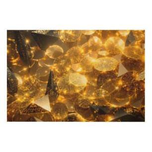 Golden Rune Coins Wood Wall Art