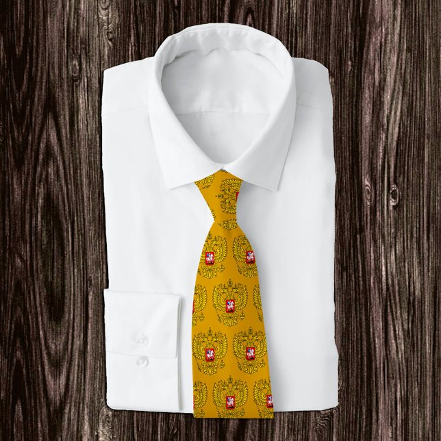 Golden Russia Emblem fashion Tie, Russian Flag Neck Tie (Creator Uploaded)