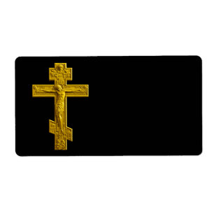 Golden Russian orthodox cross Label