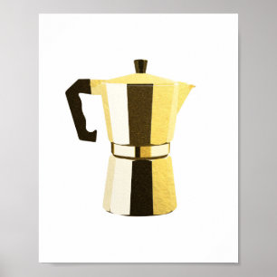 Golden rustic macchinetta Italian espresso coffee Poster
