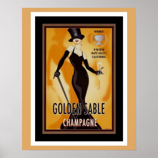 Champagne Sable Golden Champagne Sable Golden 額縁 ヴィンテージ広告ポスター Ad Zazzle | Poster その他