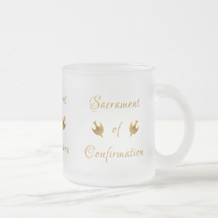Golden Sacrament of Confirmation and Holy Spirit Frosted Glass Coffee Mug
