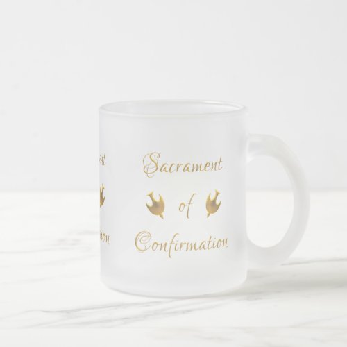 Golden Sacrament of Confirmation and Holy Spirit Frosted Glass Coffee Mug
