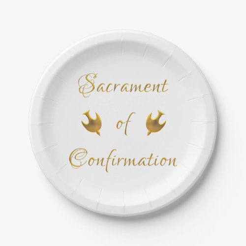 Golden Sacrament of Confirmation and Holy Spirit Paper Plates