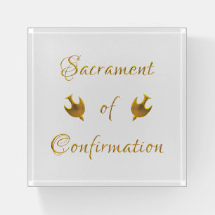 Golden Sacrament of Confirmation and Holy Spirit Paperweight
