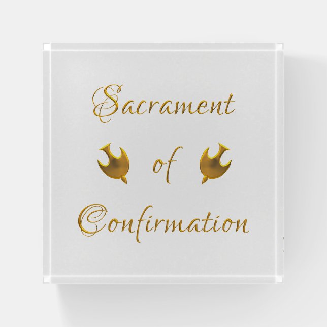 Golden Sacrament of Confirmation and Holy Spirit Paperweight (Front)